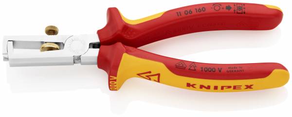 KNIPEX 11 06 160 SB Abisolierzange mit Öffnungsfeder, universal 160 mm verchromt isoliert mit Mehrko