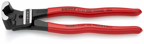 KNIPEX 61 01 200 Bolzen-Vornschneider hochübersetzt 200 mm schwarz atramentiert mit Kunststoff überz