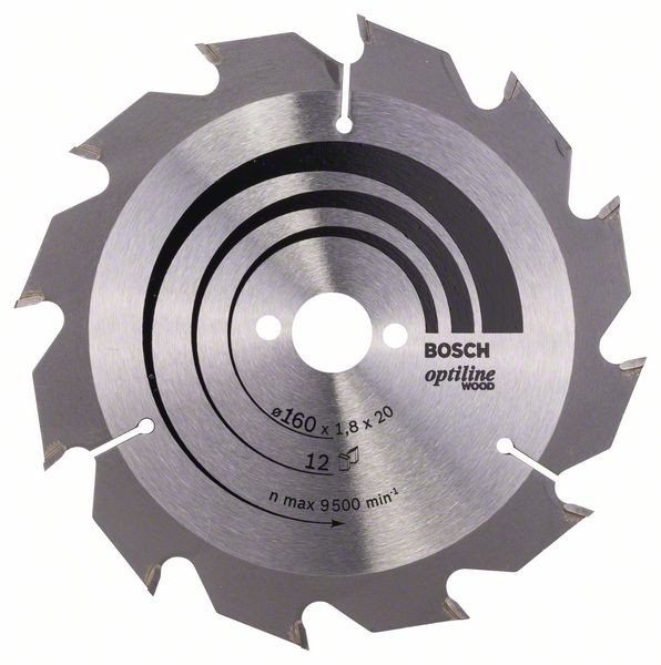 BOSCH KREISSÄGEBLATT OPTILINE WOOD FÜR HANDKREISSÄGEN, 160 X 20/16 X 1,8 MM, 12