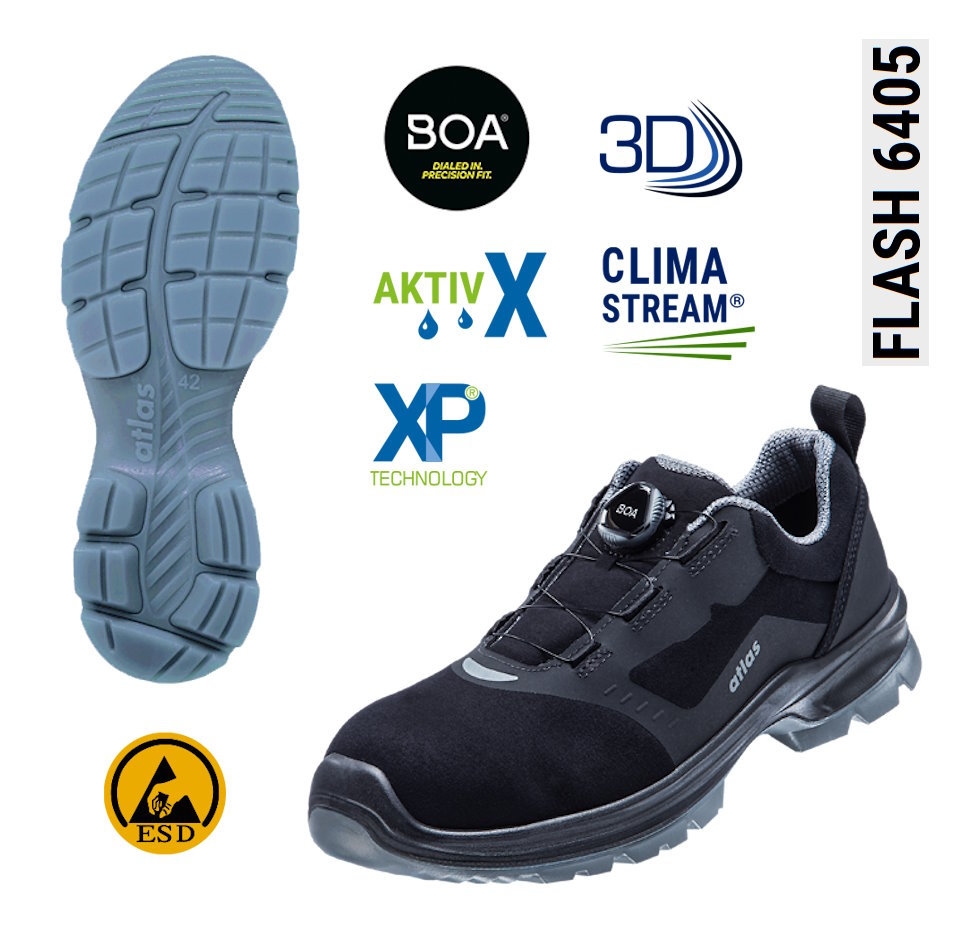 Atlas FLASH 6405 XP BOA ESD S3 Sicherheitshalbschuhe 91300 | CBdirekt  Profi-Shop für Werkzeug / Sanitär / Garten