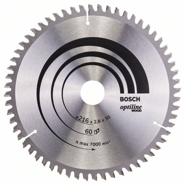 BOSCH KREISSÄGEBLATT OPTILINE WOOD FÜR KAPP- UND GEHRUNGSSÄGEN, 216 X 30 X 2,8 MM, 60
