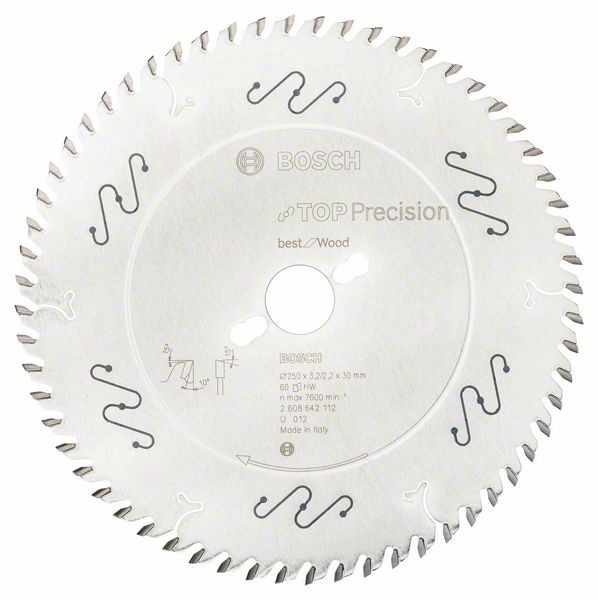 BOSCH KREISSÄGEBLATT TOP PRECISION BEST FOR WOOD, 250 X 30 X 3,2 MM, 60