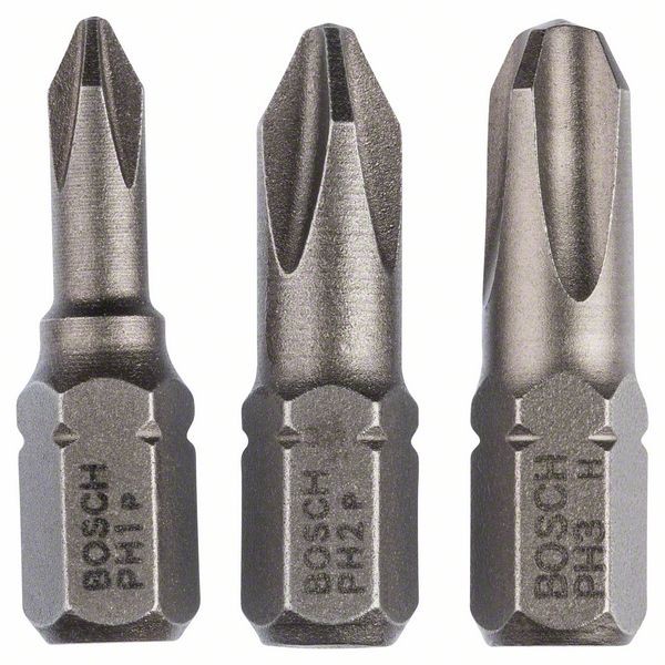 BOSCH SCHRAUBERBIT-SET EXTRA-HART (PH), 3-TEILIG, PH1, PH2, PH3, 25 MM