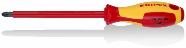 KNIPEX 98 25 01 Schraubendreher für Kreuzschlitzschrauben Pozidriv® 187 mm brüniert isolierender Meh