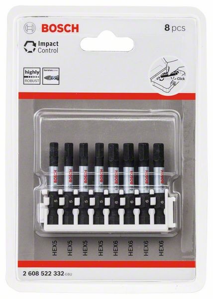 BOSCH SCHRAUBERBIT-SET IMPACT CONTROL, 8-TEILIG, 4 ST./H5 4 ST./H6, 50 MM 2608522332
