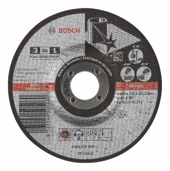 BOSCH TRENNSCHEIBE 3-IN-1 A 46 S BF, GEKRÖPFT, 125 MM, 22,23 MM, 2,5 MM