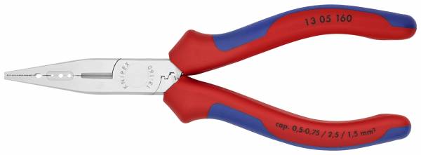 KNIPEX 13 05 160 Verdrahtungszange 160 mm verchromt mit Mehrkomponenten-Hüllen