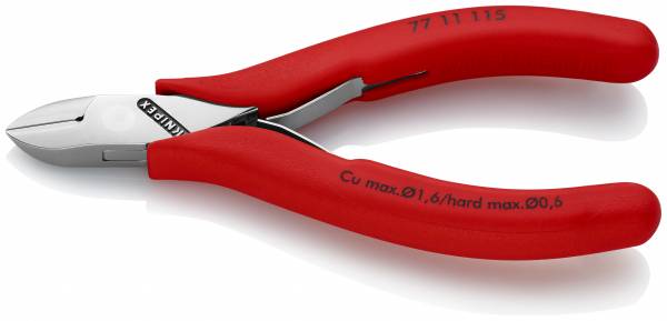KNIPEX 77 11 115 Elektronik-Seitenschneider 115 mm mit rutschhemmendem Kunststoff überzogen spiegelp