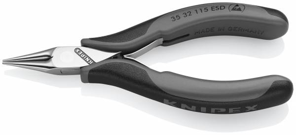 KNIPEX 35 32 115 ESD Elektronik-Greifzange ESD 115 mm mit Mehrkomponenten-Hüllen spiegelpoliert
