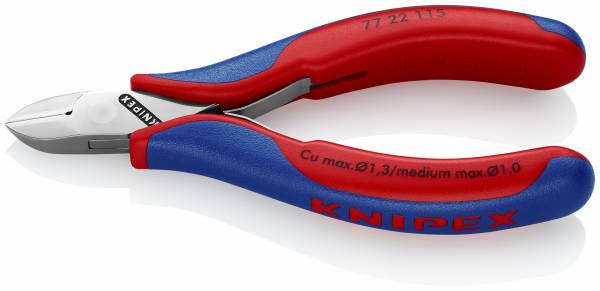 KNIPEX 77 22 115 SB Elektronik-Seitenschneider 115 mm mit Mehrkomponenten-Hüllen spiegelpoliert