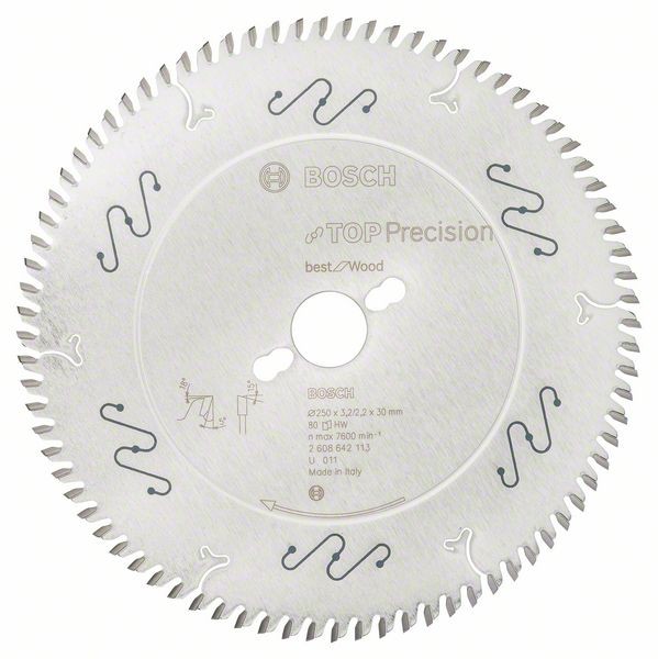 BOSCH KREISSÄGEBLATT TOP PRECISION BEST FOR WOOD, 250 X 30 X 3,2 MM, 80