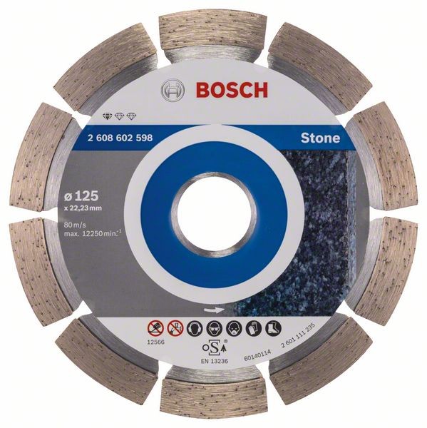 BOSCH DIAMANTTRENNSCHEIBE STANDARD FOR STONE, 125 X 22,23 X 1,6 X 10 MM, 1ER-PACK