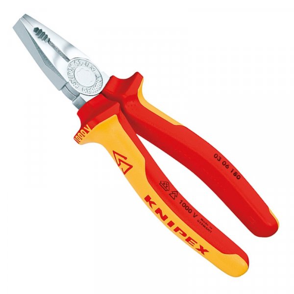KNIPEX 03 06 200 Kombizange isoliert mit Mehrkomponenten-Hüllen, VDE-geprüft verchromt 200 mm