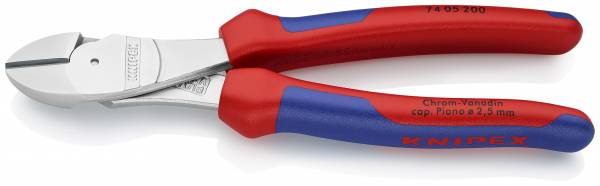 KNIPEX 74 05 200 SB Kraft-Seitenschneider 200 mm verchromt mit Mehrkomponenten-Hüllen
