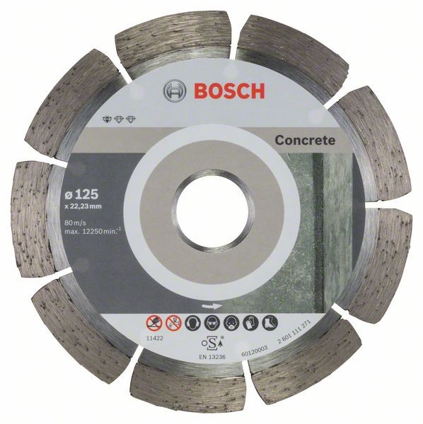 BOSCH DIAMANTTRENNSCHEIBE STANDARD FOR CONCRETE, 125 X 22,23 X 1,6 X 10 MM, 10ER-PACK