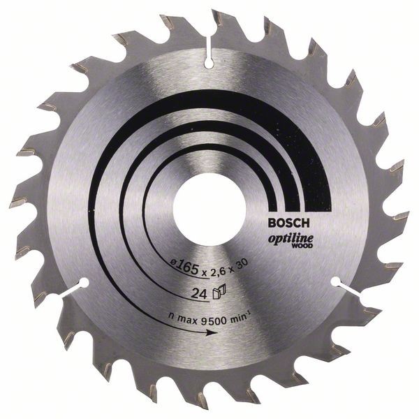 BOSCH KREISSÄGEBLATT OPTILINE WOOD FÜR HANDKREISSÄGEN, 165 X 30 X 2,6 MM, 24