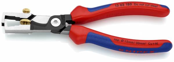 KNIPEX 13 62 180 StriX Abisolierzangen mit Kabelschere 180 mm schwarz atramentiert mit Mehrkomponen