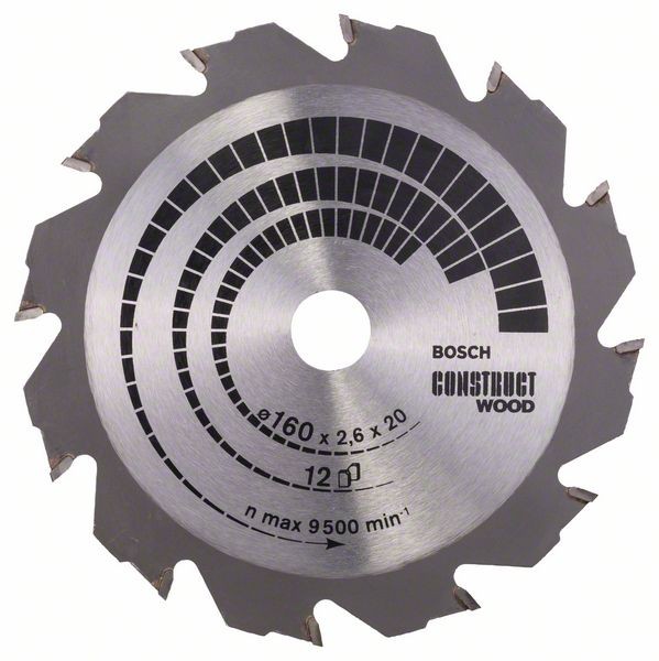 BOSCH KREISSÄGEBLATT CONSTRUCT WOOD, 160 X 20/16 X 2,6 MM, 12