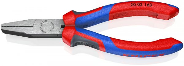 KNIPEX 20 02 160 Flachzange 160 mm schwarz atramentiertmit Mehrkomponenten-Hüllen poliert