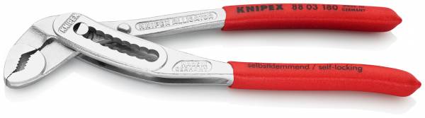 KNIPEX 88 03 180 Alligator® Wasserpumpenzange 180 mm verchromt mit rutschhemmendem Kunststoff überz