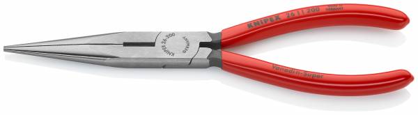 KNIPEX 26 11 200 Flachrundzange mit Schneide (Storchschnabelzange) 200 mm schwarz atramentiert mit K
