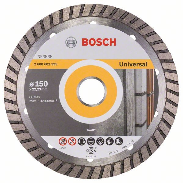 BOSCH DIAMANTTRENNSCHEIBE STANDARD FOR UNIVERSAL TURBO, 150 X 22,23 X 2,5 X 10 MM