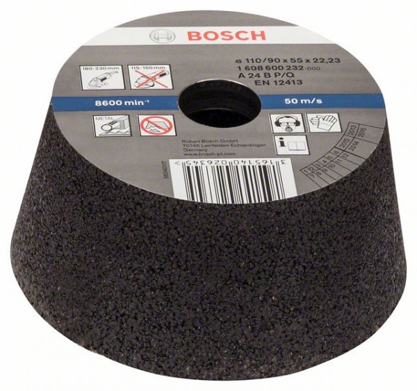 BOSCH SCHLEIFTOPF, KONISCH-METALL/GUSS 90 MM, 110 MM, 55 MM, 24