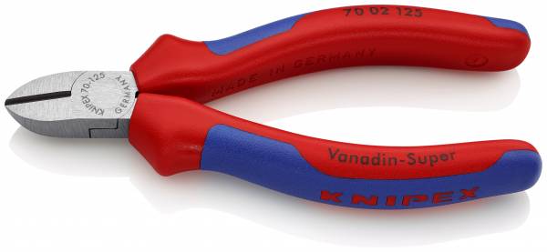 KNIPEX 70 02 125 SB Seitenschneider 125 mm schwarz atramentiert mit Mehrkomponenten-Hüllen poliert