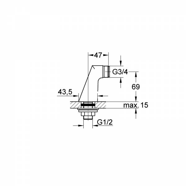 GROHE Standanschluss 12030 1/2"x3/4"x70 chrom